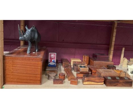 Large quantity of wooden boxes ad a glass Olympic Medal
