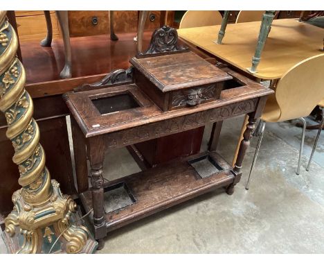 Edwardian carved oak hall stand