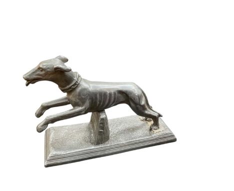 20th century pewter model of a racing grey hound, 13cm in height. 