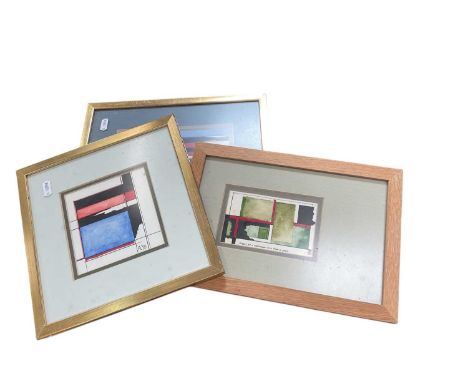 Group of three interesting mid 20th century abstract watercolours in glazed frames (3).
