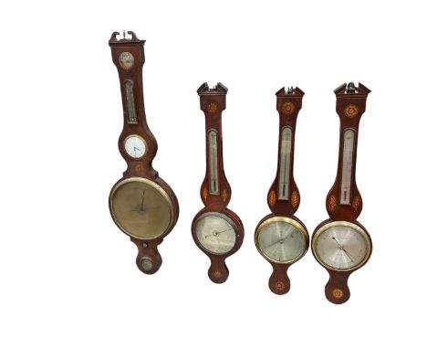 Group of 19th century inlaid banjo barometers