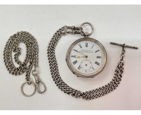 Silver cased 'Acme Lever" pocket watch by H. Samuel, Manchester (London import mark, 1913) on silver watch chain, together wi