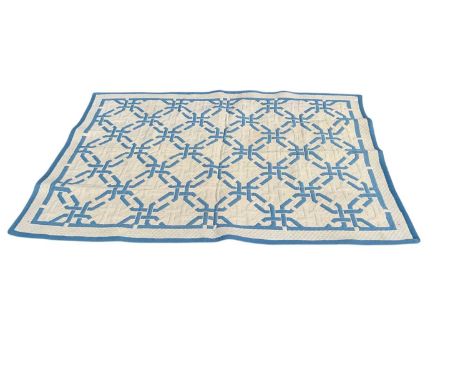 Vintage blue and white Casa Pupa rug, 188cm x 142cm
