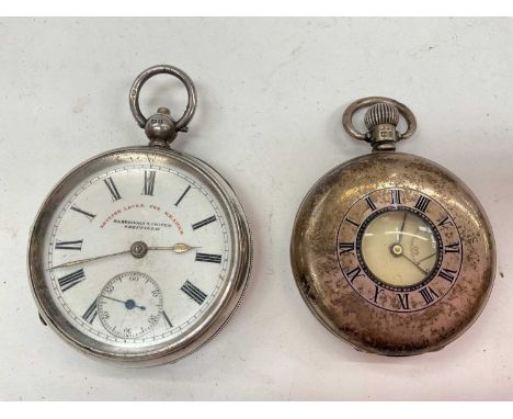 Silver cased pocket watch by Sambrookes Limited, Sheffield, together with a silver half hunter pocket watch (2)