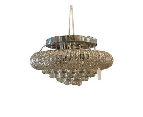 Cut glass chandelier with prismatic drops, approximately 21cm