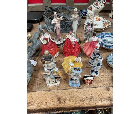 Group of ceramic and other figures, including Royal Doulton, continental, etc