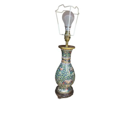 Cloisonné enamel table lamp Approximately 47cm tall
