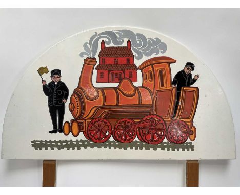 Dione Page Children's 3ft painted Headboard, 91.5cm wide x 53cm high.Provenance: the vendor was friends with Dione Page and t