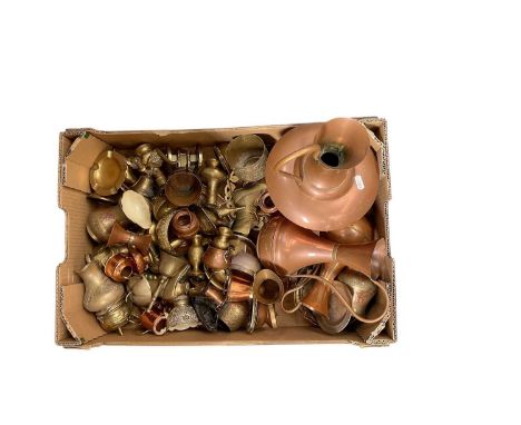 Group of assorted brassware and other metalware (1 box).