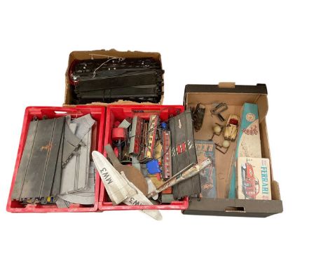 Four boxes of various toys including railway, Scalextric, battery operated Ferrari 250 GTO and other items (4 boxes).