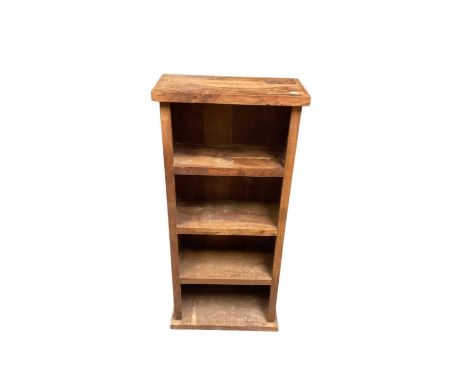 Hardwood open bookcase, 45.5cm wide, 23cm deep, 100cm high