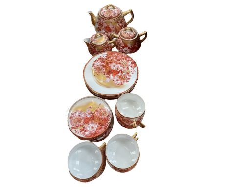 Japanese porcelain teaset, 6 plates and 6 teacups and saucersFive of the teacups are in good condition with no chips or crack