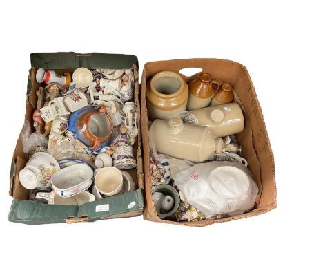 Two boxes of assorted ceramics including crested ware (2 boxes).