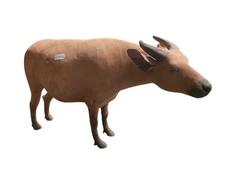 Ceramic model of a water buffalo, 47cm long