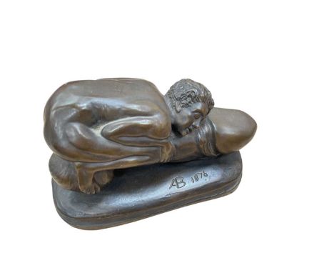 After Bruno Zach (1891 - 1935) a bronzed resin sculpture 'dream phallus', together with a double-sided page of an illuminated