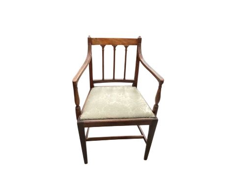 Antique mahogany elbow chair with drop in seat