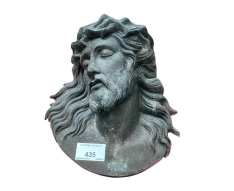 Cast metal relief bust of Jesus Christ, 21.5cm