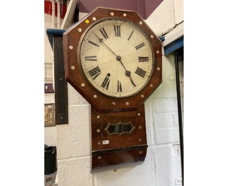 Drop dial wall clock in rosewood case, the dial 30cm diameter