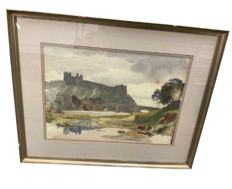 Early 20th century watercolour - Durham, with small group of pictures and prints. (5)