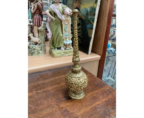 Persian gilt metal rose water sprinkler with foliate decoration, 28.5cm high