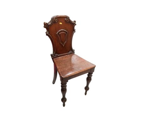 Victorian mahogany hall chair with shield shape back