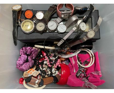 Box of watches and costume jewellery
