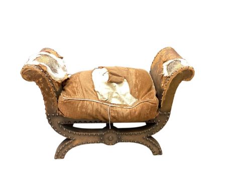 Leather studded antique stool