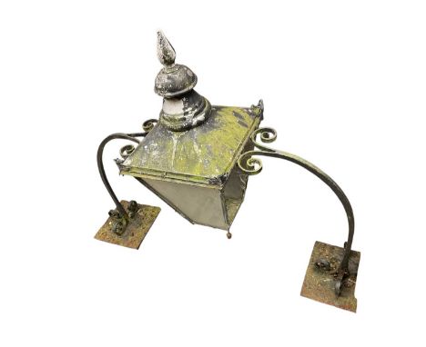 Victorian style street light, with twin wrought iron supports, 145cm wide x 115cm high