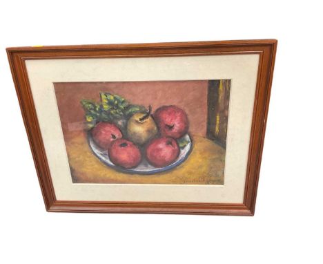 Mid 20th century French school still life study of apples by Yves Picalt Ledoux.