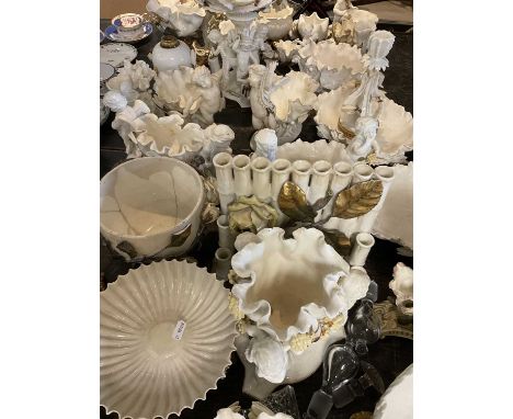 Large collection of 19th century Moore brothers white and gilt glazed ceramics