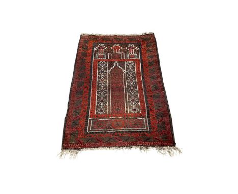 Eastern orange, blue and brown rug, 137cm x 94cm