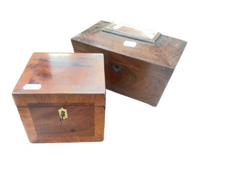 19th century Rosewood tea caddy and a mahogany tea caddy (2).