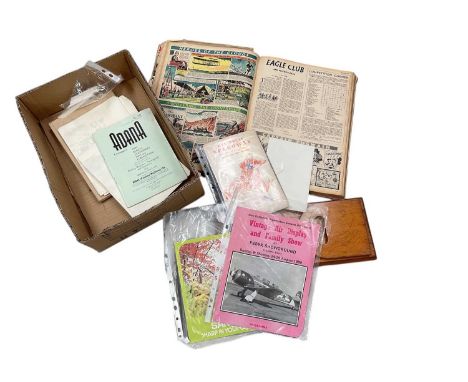 Group of mixed ephemera and an oak book slide