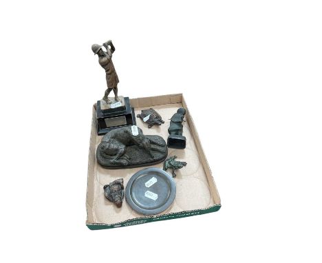 Group of bronze and spelter figures