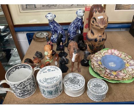 Victorian tobacco jar, toothpaste jars, Crown Derby, Carltonware and sundries