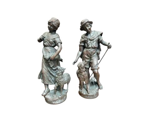 Pair of Continental spelter figures