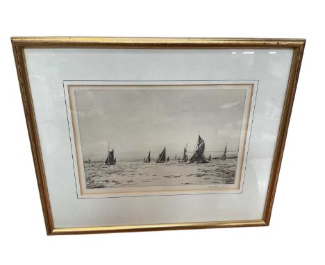 Arthur J F Bond (1888-1958) etching, marine scene, and two others by the same hand, all signed, largest 23 x 35cm (plate), al