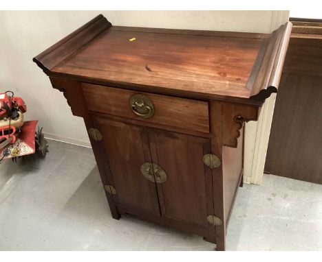 Chinese elm cupboard with single drawer, 81cm wide, 43cm deep, 91.5cm highGood condition