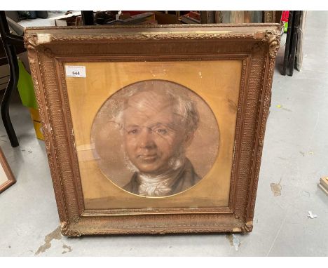 19th century pastel portrait of an elderly man, in gilt frame.Some damage to frame, some damage to image (see additional phot