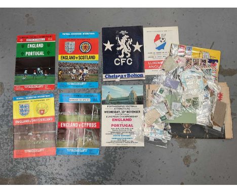 England and Chelsea football programmes and old stamps
