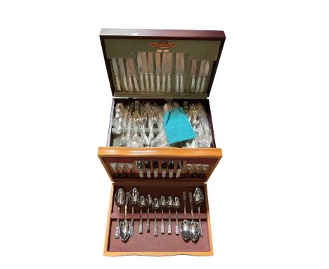 Two boxes of silver plated table cutlery