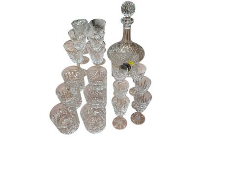 Group of Waterford Crystal Lismore pattern glassware to include six wine glasses, six whisky tumblers and other items.All in 