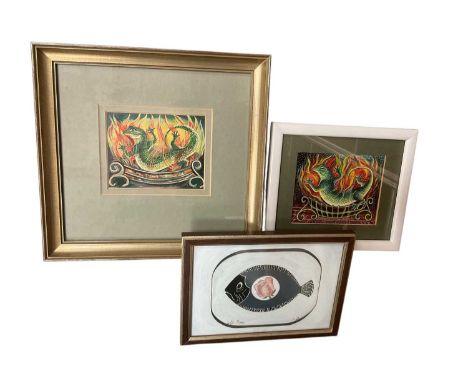 Brenda Danischewsky - group of small oils, salamander and one by M. Danischewsky. (3)