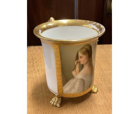 19th century Continental porcelain and gilt chocolate cup