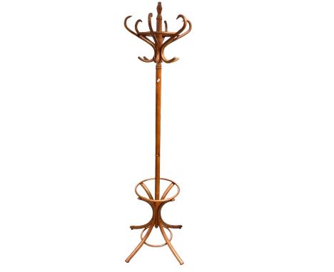 Bentwood coat and hat stand, 193cm high
