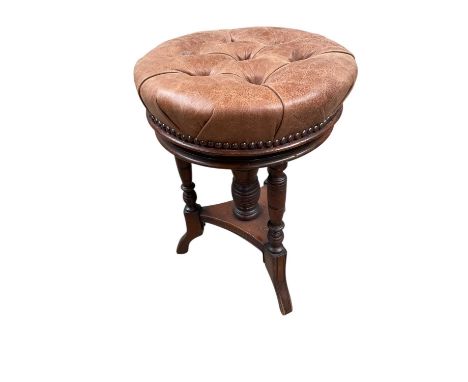Victorian piano stool with leather top