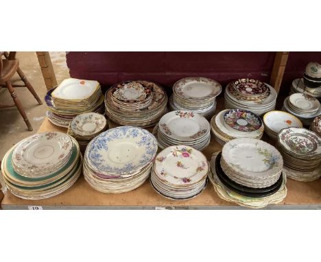 Collection of ceramics and glassware to include Davenport, Collingwood and others (4 shelves)