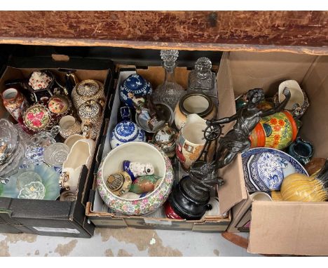 Group of china and glassware, including a Chinese blue and white ginger jar, Doulton Burslem seaweed pattern tea set, etc, to