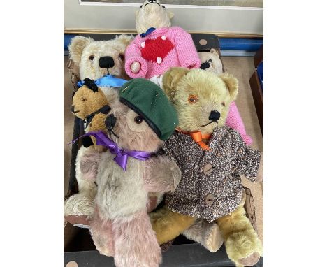 Box of vintage teddy bears to include Chad Valley