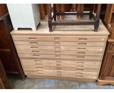 Plan chest with ten drawers, 122cm high, 89cm deep, 92cm highPlan chest splits into 2 pieces